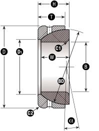 Angular Contact (Thrust Type) Spherical Plain Bearing Dimensional Diagram