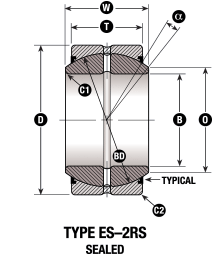 Standard Duty Sealed Spherical Plain Bearing Dimensional Diagram